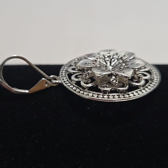 Silver Floral Earrings - Picture 4 of 4